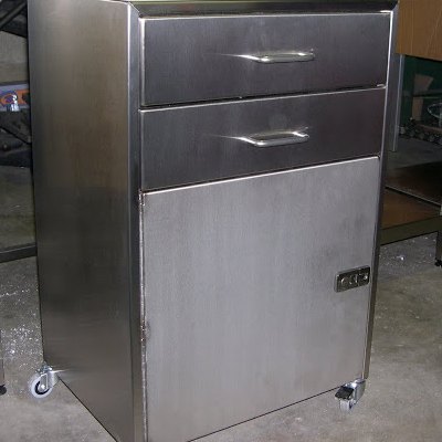 Stainless steel cabinet on castors made by Superior Sheet Metal